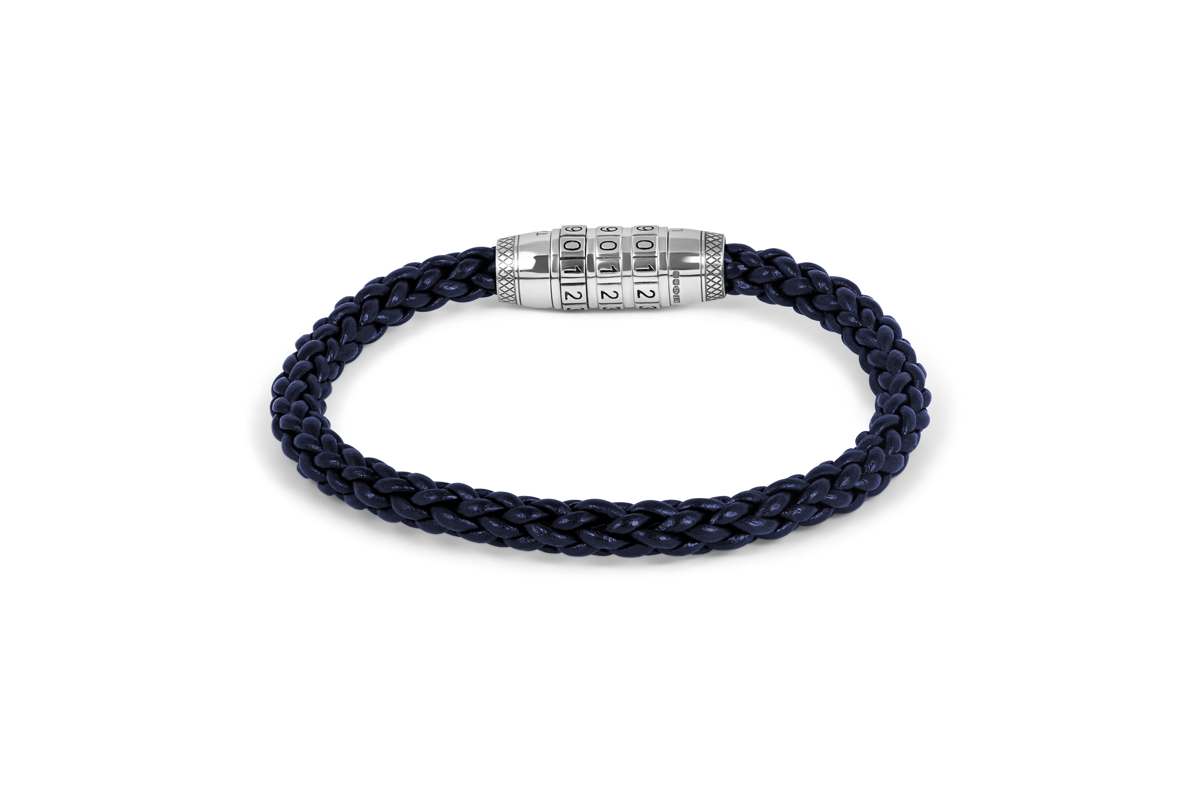 Tateossian Combination Lock 777 Sterling Silver Bracelet In Blue (M Size)