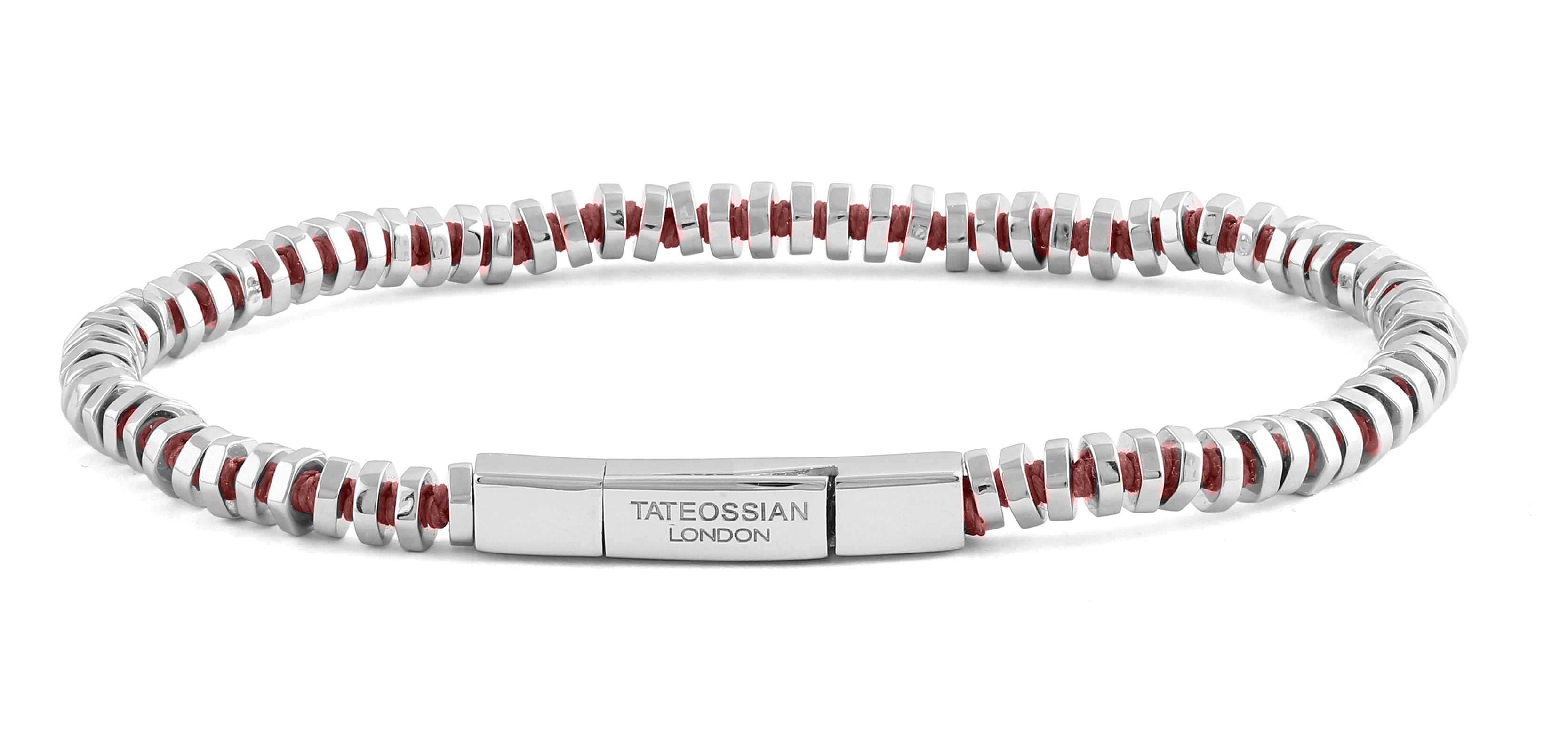 Mini Click Silver Beads Bracelet - Red M