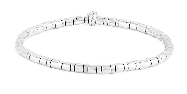 Bamboo Weave Silver Bracelet - Rhodium Plating M