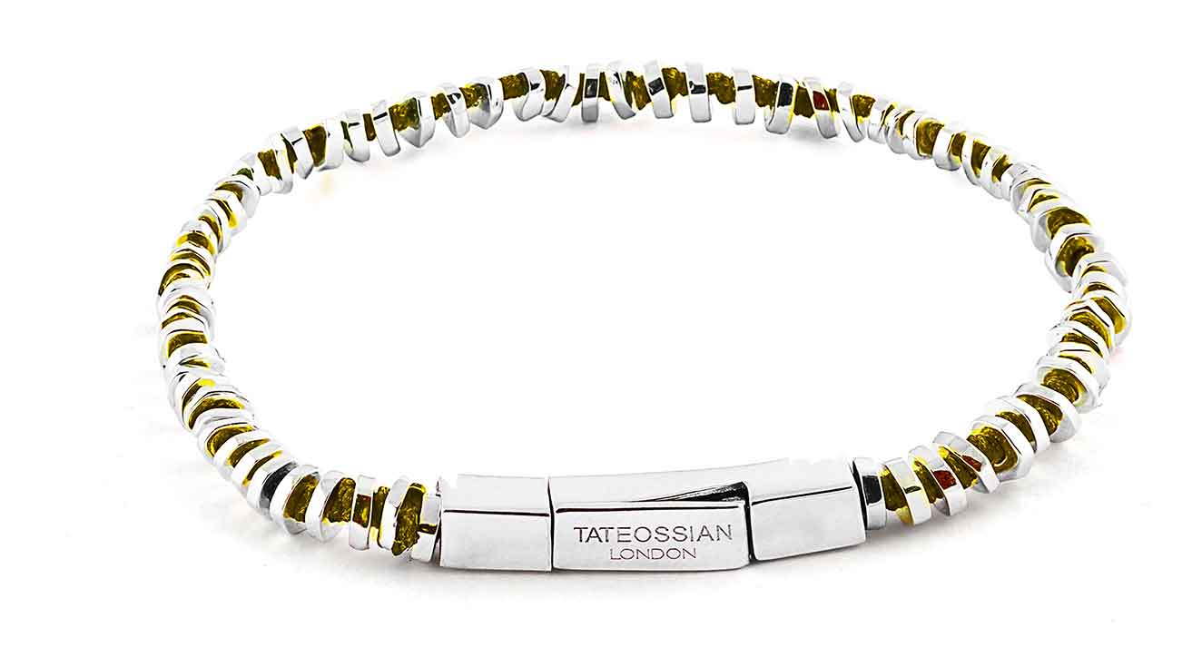 Mini Click Silver Beads Bracelet - Yellow