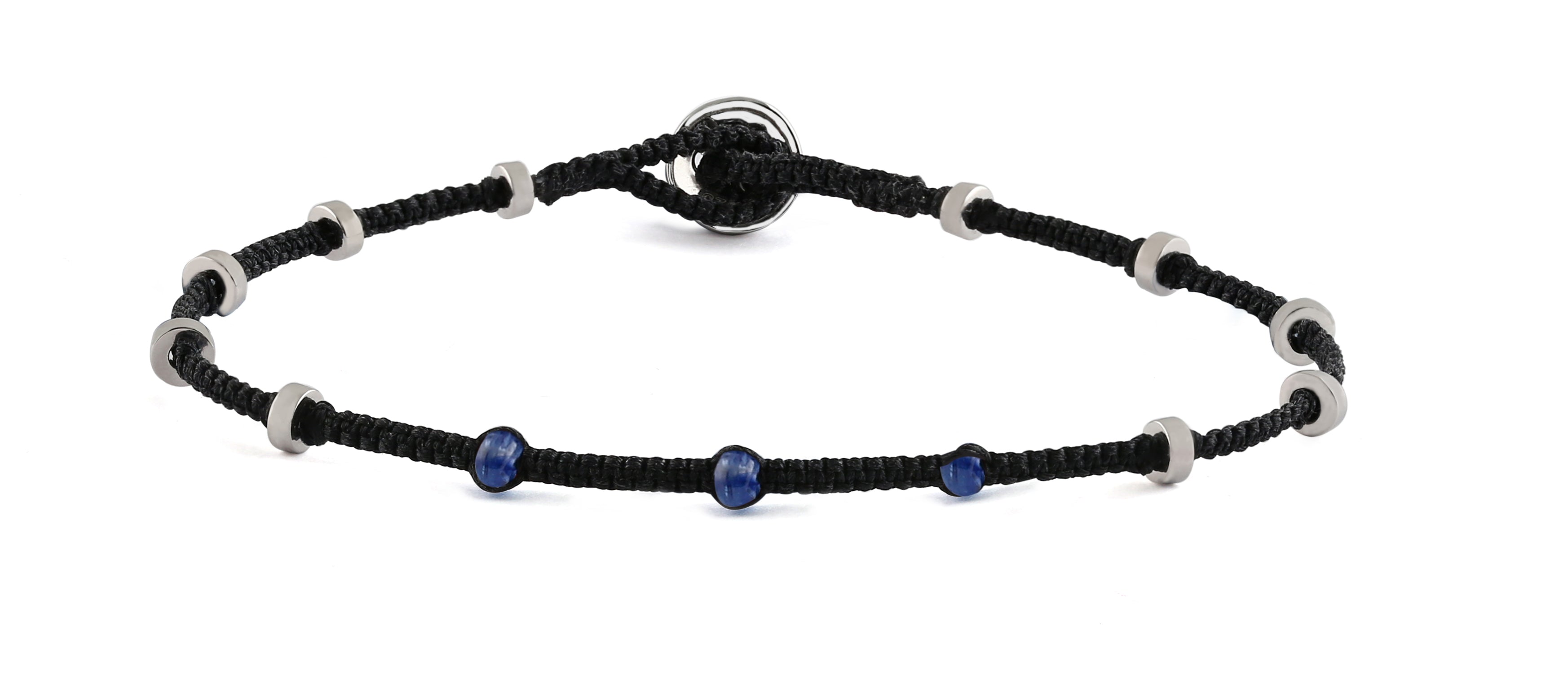 Macramé Lusso Dotted Silver Bracelet - Burmese Sapphires (0.44cts)