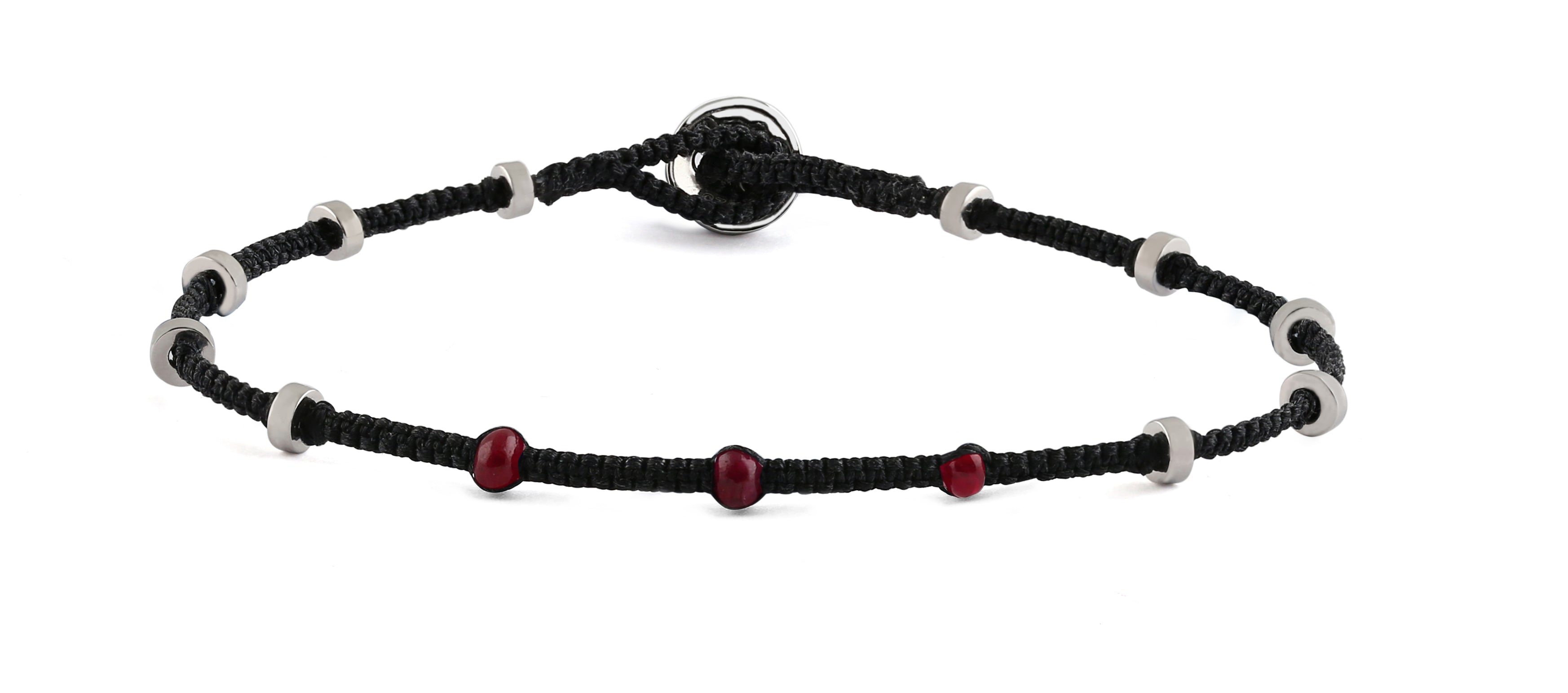 Macramé Lusso Dotted Silver Bracelet - Ruby (0.72cts)
