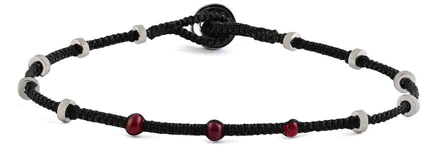 Macramé Lusso Dotted Silver Bracelet - Ruby (0.72cts)