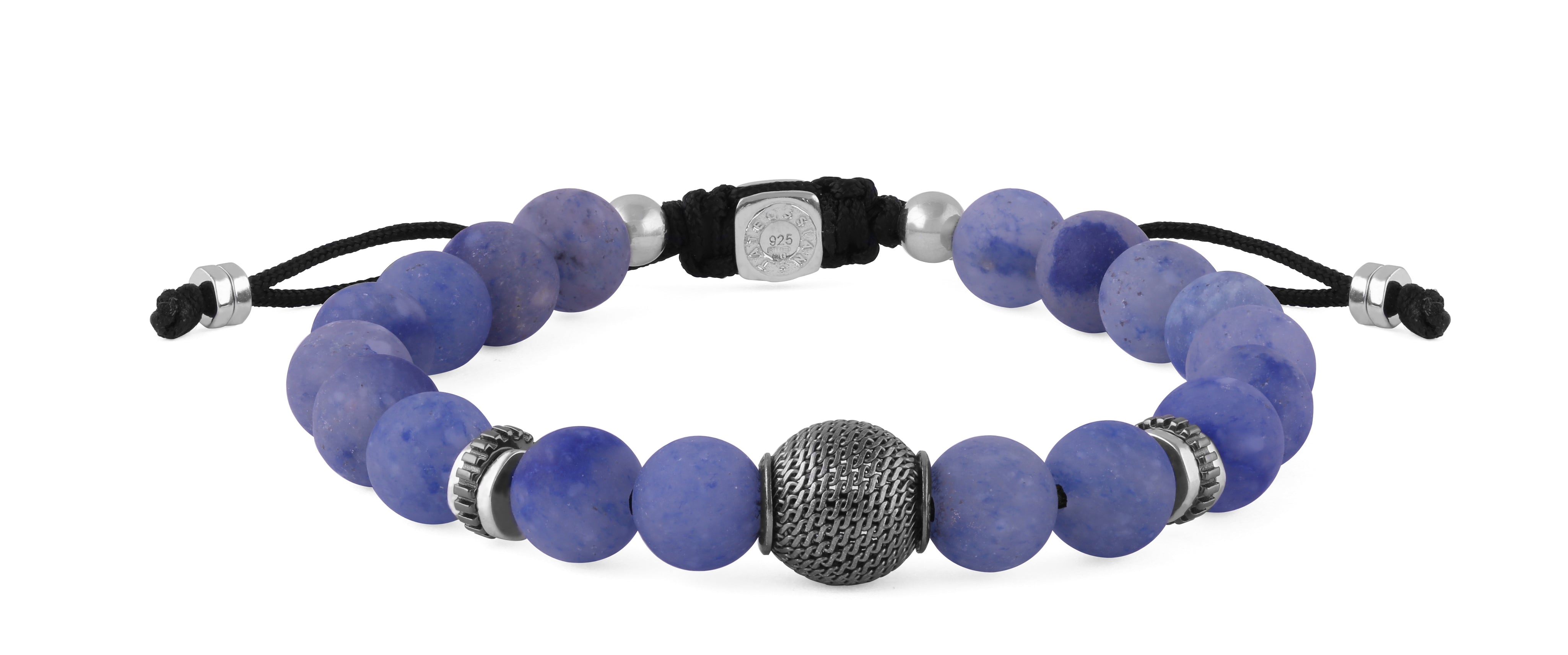 Macrame Stratus Silver Bracelet - Blue Aventurine