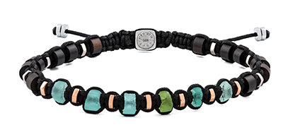 Macrame Imperial Bracelet in Rhodium & Roman Glass