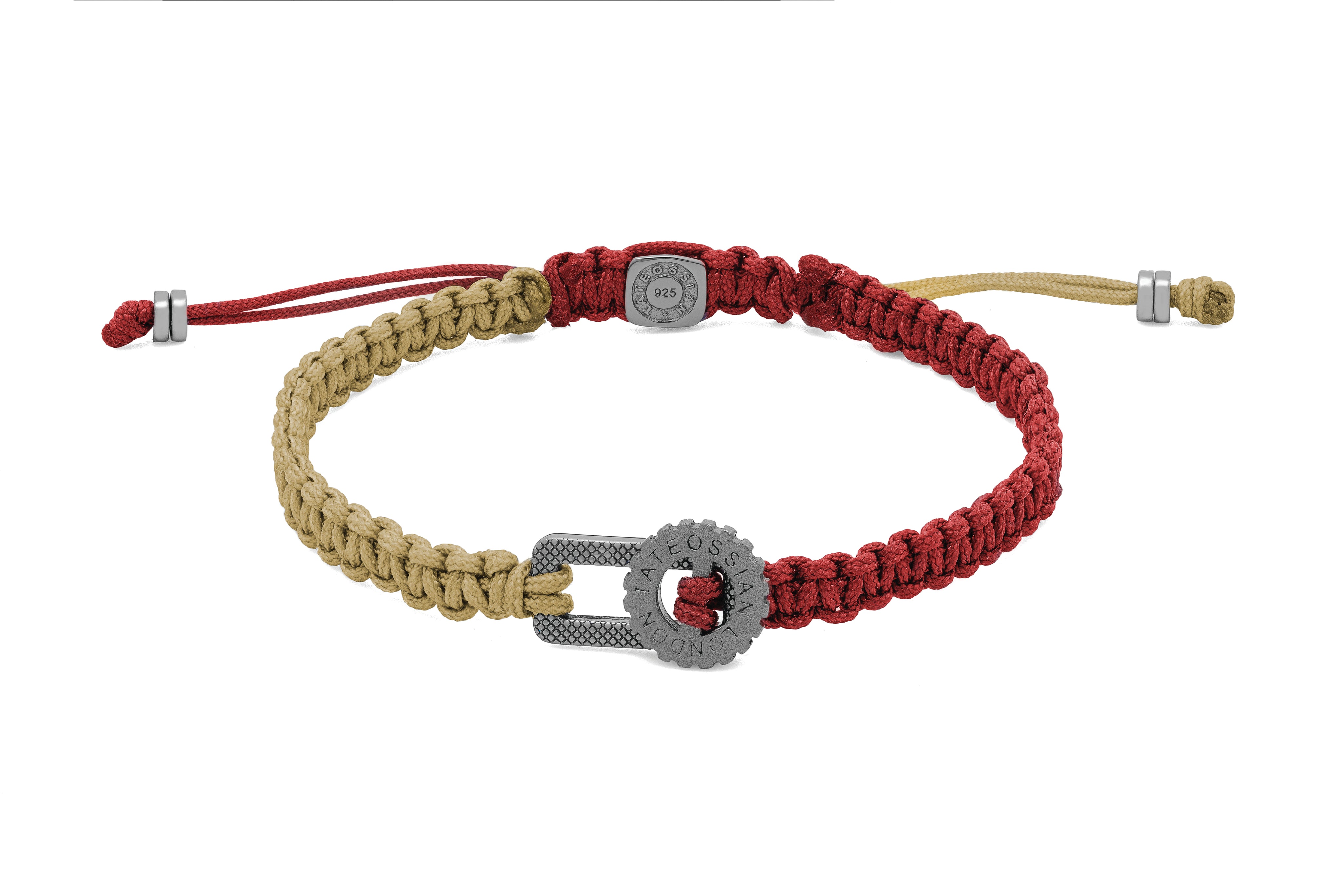 Macrame Gear Primo Bracelet in Burgundy & Beige
