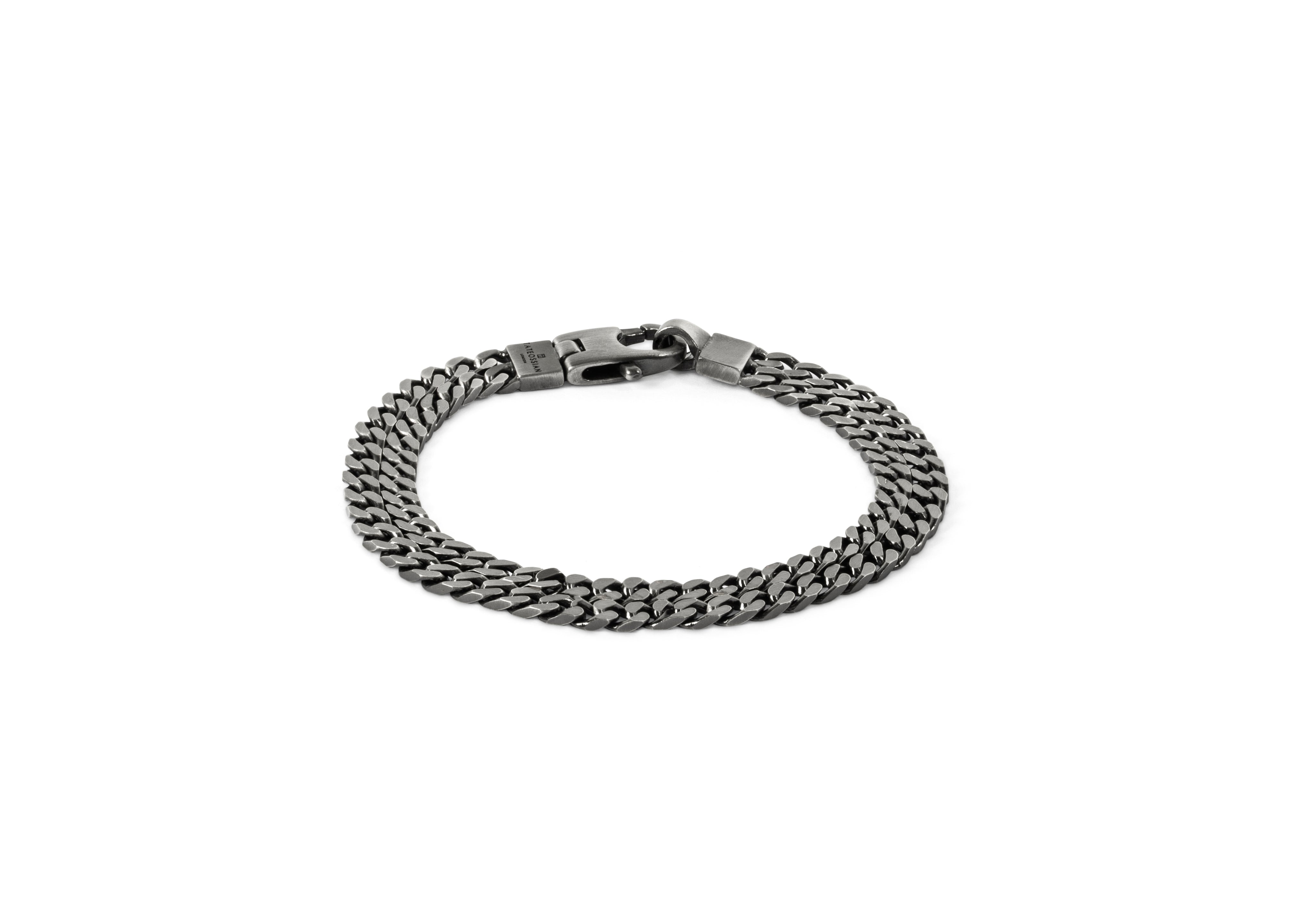 Tateossian Grumette Duo Slim Bracelet in Sterling Silver (M Size)