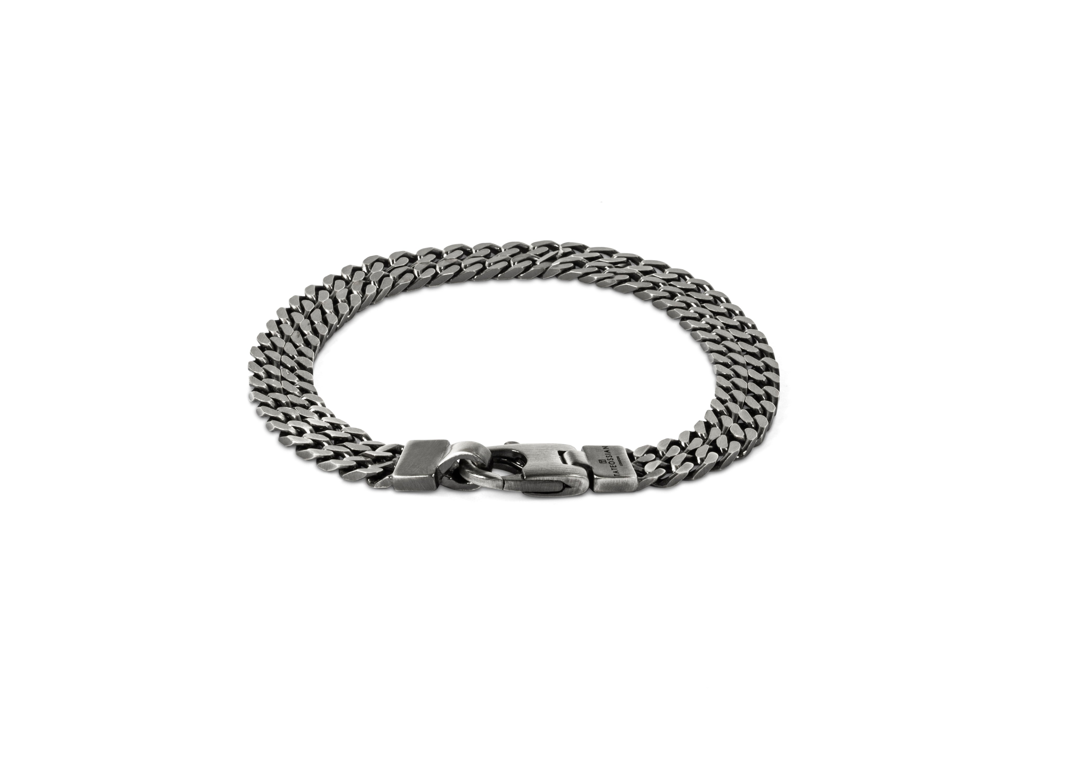 Tateossian Grumette Duo Slim Bracelet in Sterling Silver (M Size)