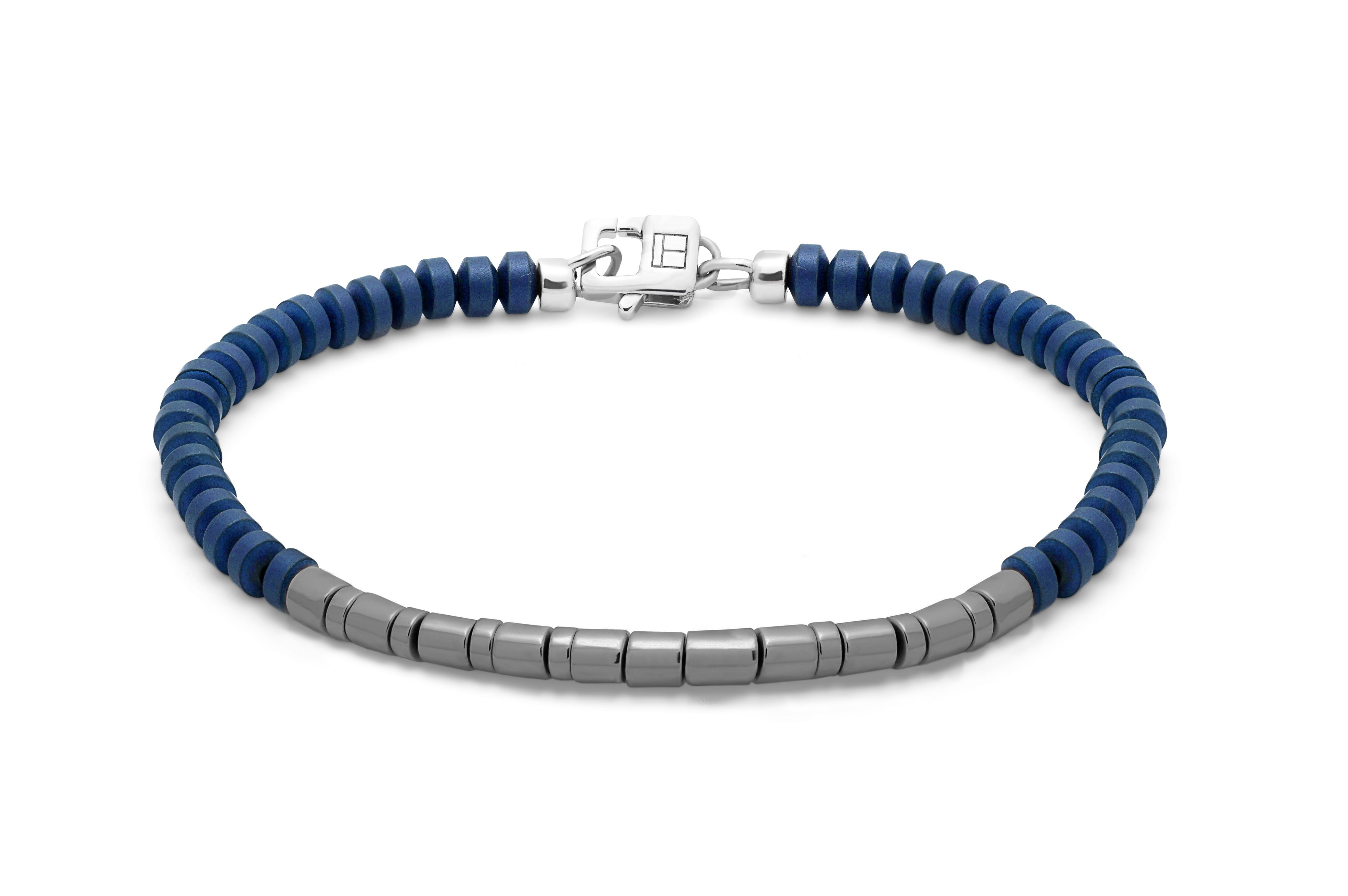 Mineral Bamboo Bracelet in Blue Hematite