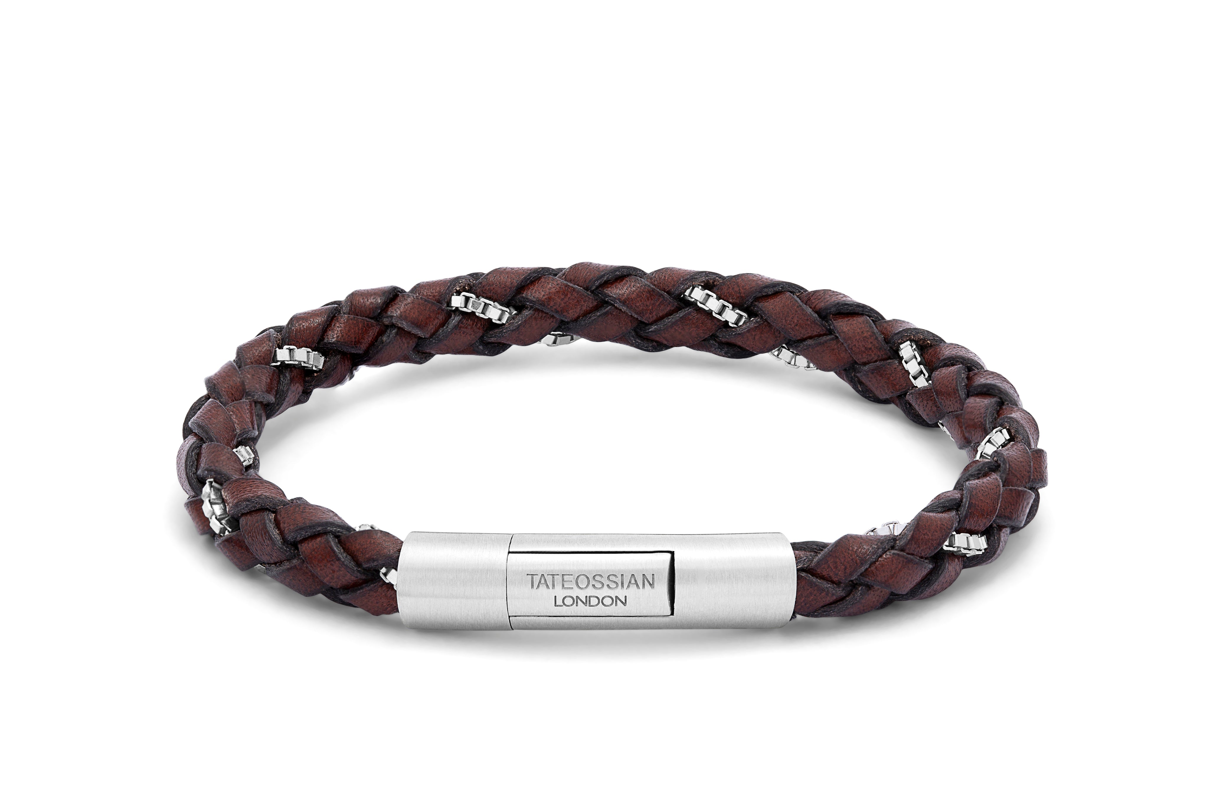 leather and silver bracelet