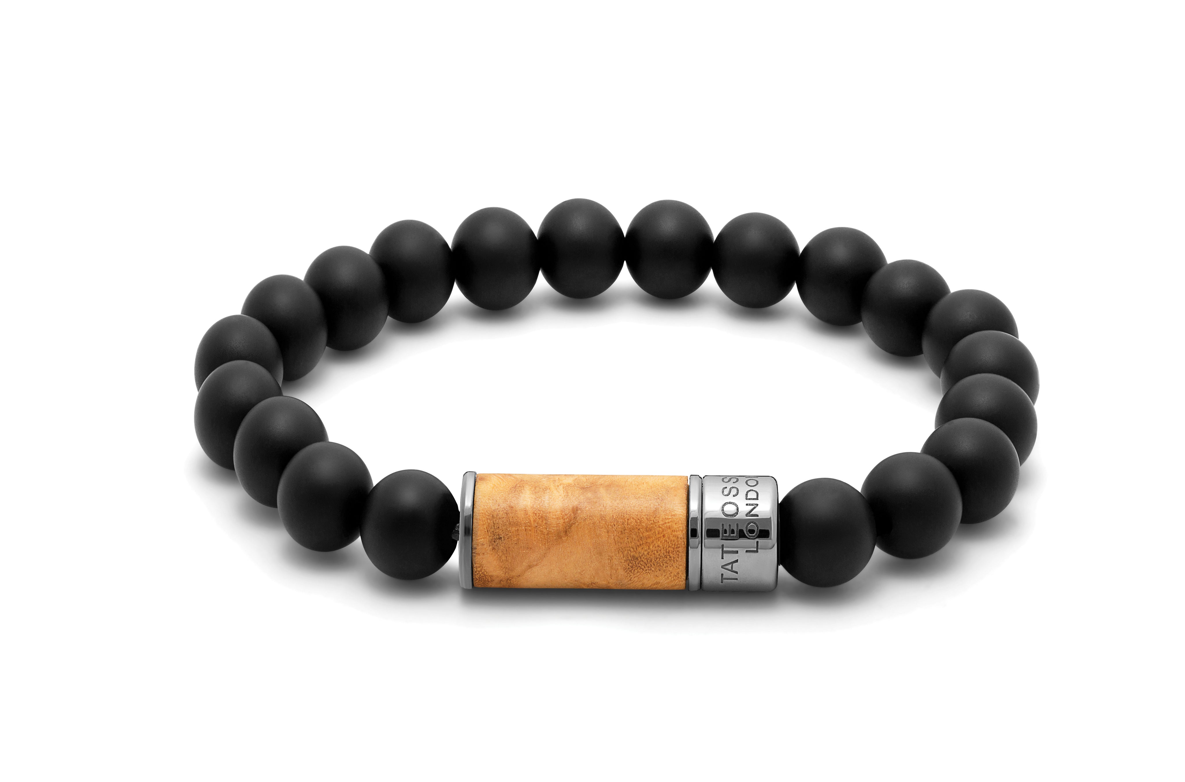Olivo Bracelets in Black with Olive Wood & Black Agate M