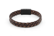 Tateossian Carbon Woven Leather Bracelet In Black (L Size)