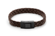 Tateossian Carbon Woven Leather Bracelet In Black (L Size)