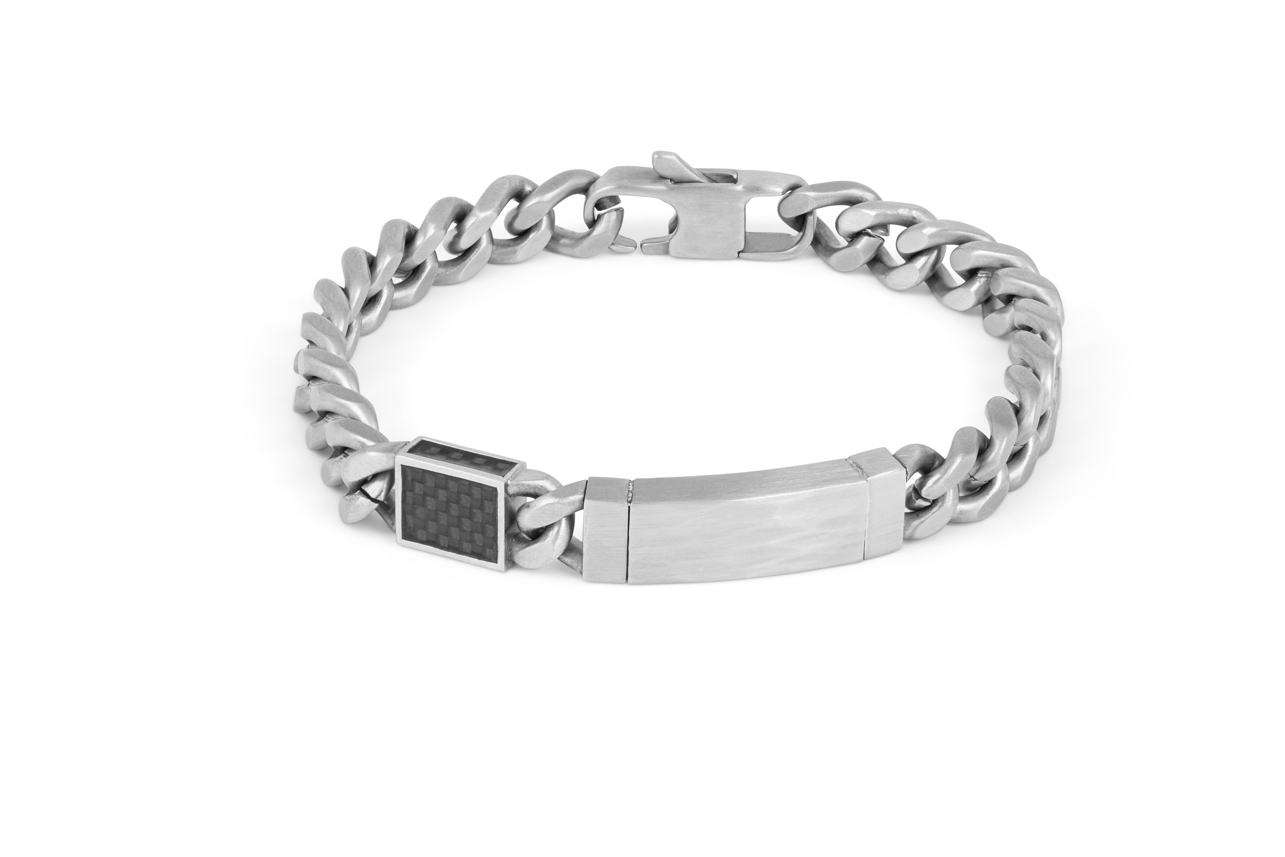 Tateossian Meccanico Carbon Matte Steel Bracelet in Stainless Steel (M Size)