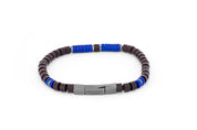 Tateossian Mini Click Beads with Ebony Wood and Lapis Bracelet (M Size)