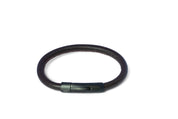 Tateossian Stitched Leather Bracelet in Dark Brown (L Size)