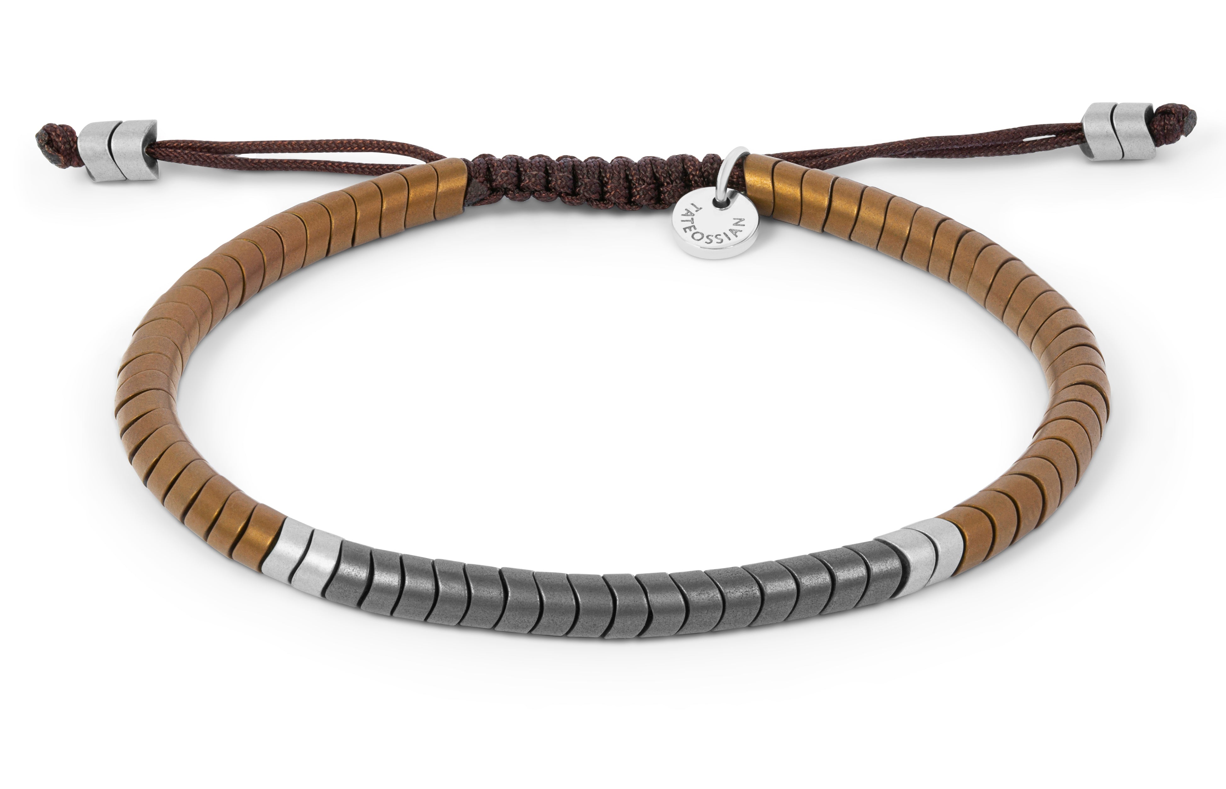 Tateossian Ghana Hematite Macrame Bracelet in Grey and Brown (M Size)