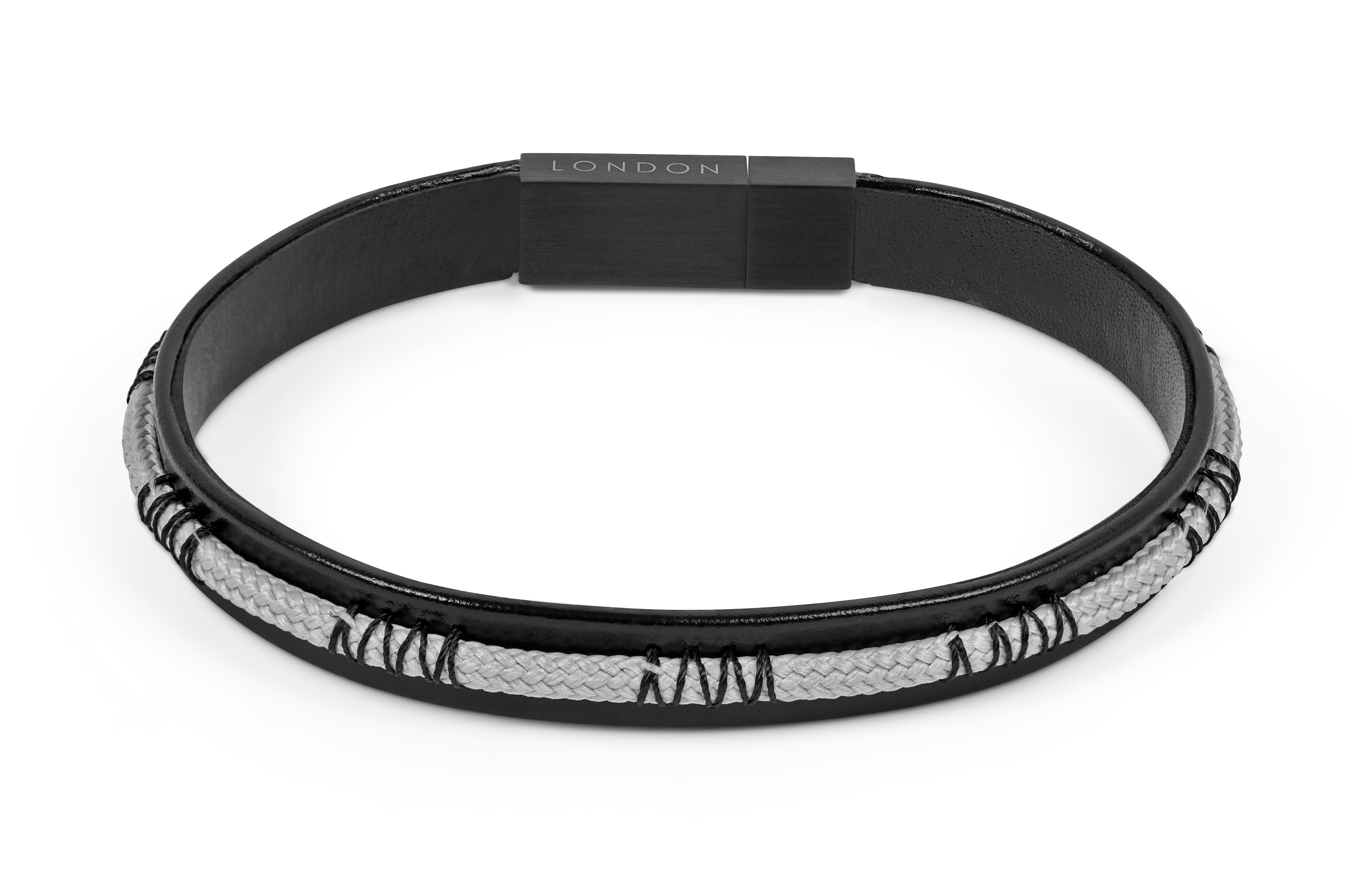 Tateossian Electro bracelet in leather with grey cord (S Size)