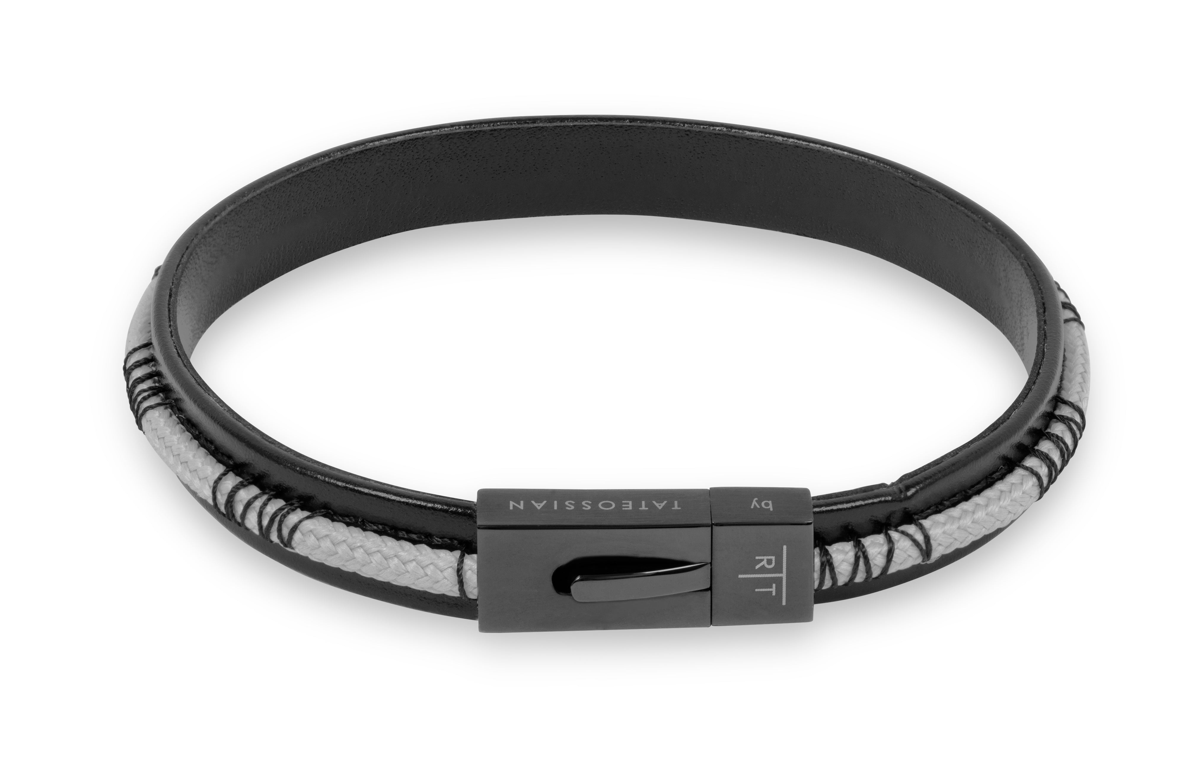 Tateossian Electro bracelet in leather with grey cord (S Size)