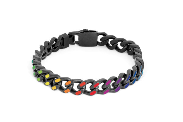 Colorama Chain bracelet with multicolour enamel in black IP plated steel