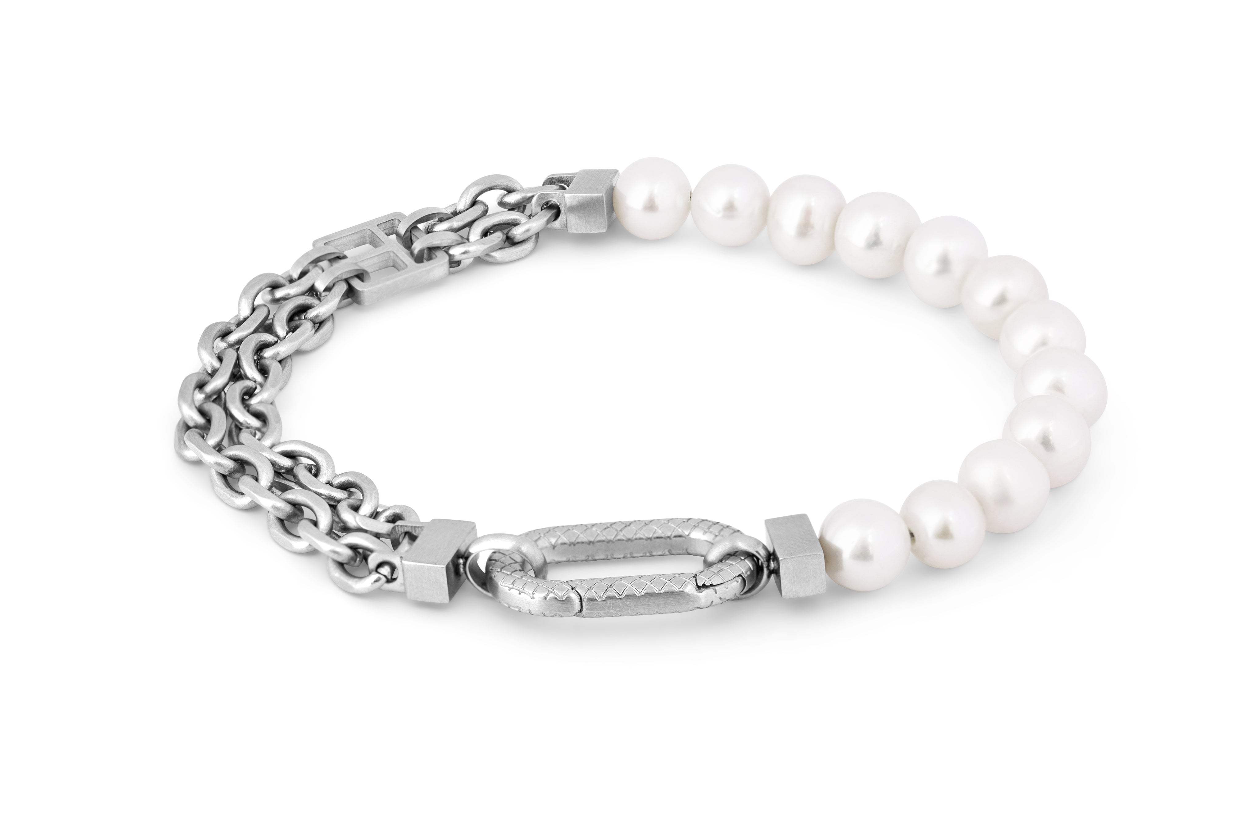 Tateossian Nesso White Pearls Bracelet (M Size)