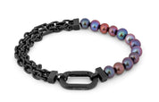 Tateossian Black Pearls IP Plated Stainless Steel Catena Isaac Bracelet (S Size)