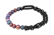 Tateossian Black Pearls IP Plated Stainless Steel Catena Isaac Bracelet (S Size)