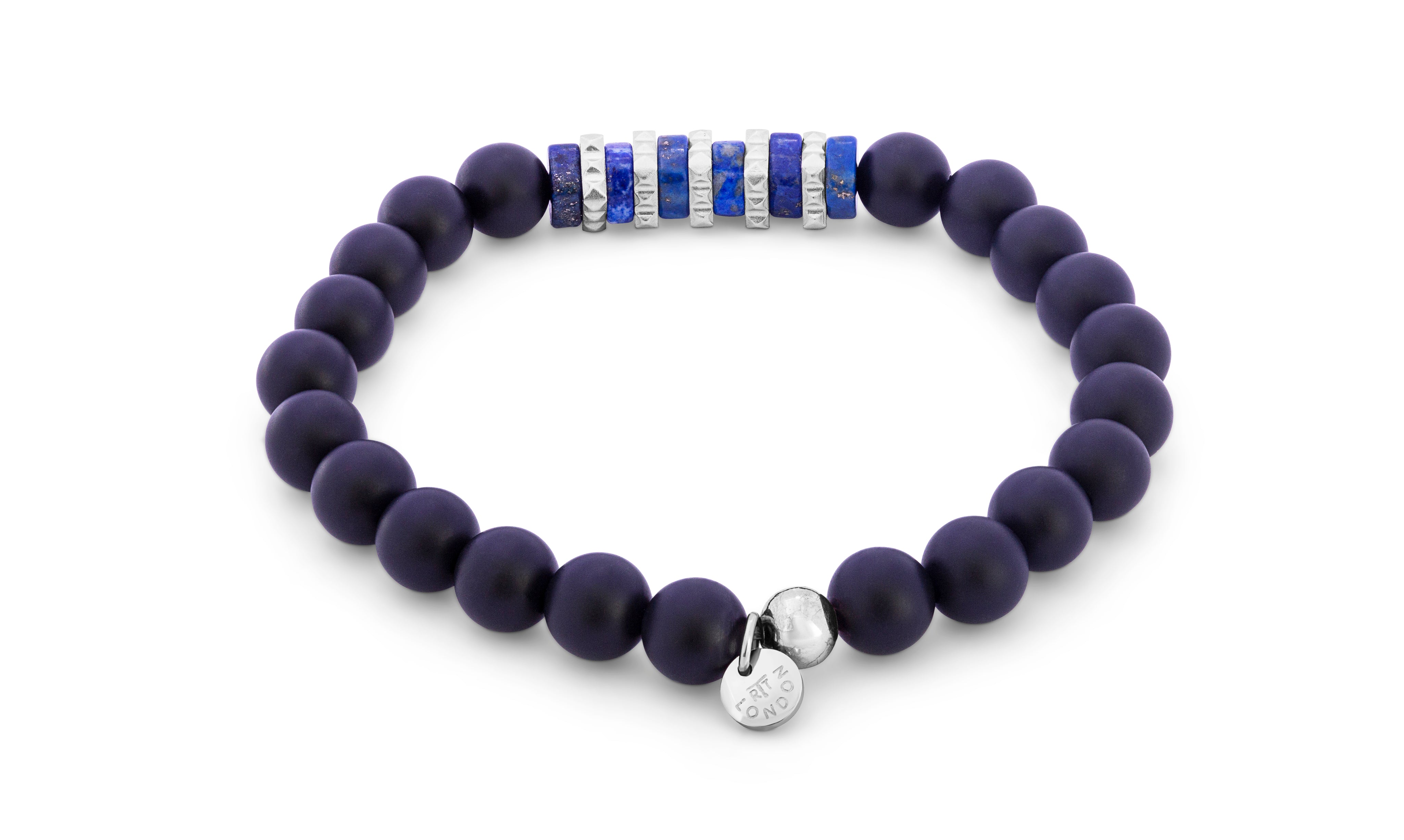 Tateossian Giza Bracelet In Blue Sodalite With Stainless Steel (M Size)