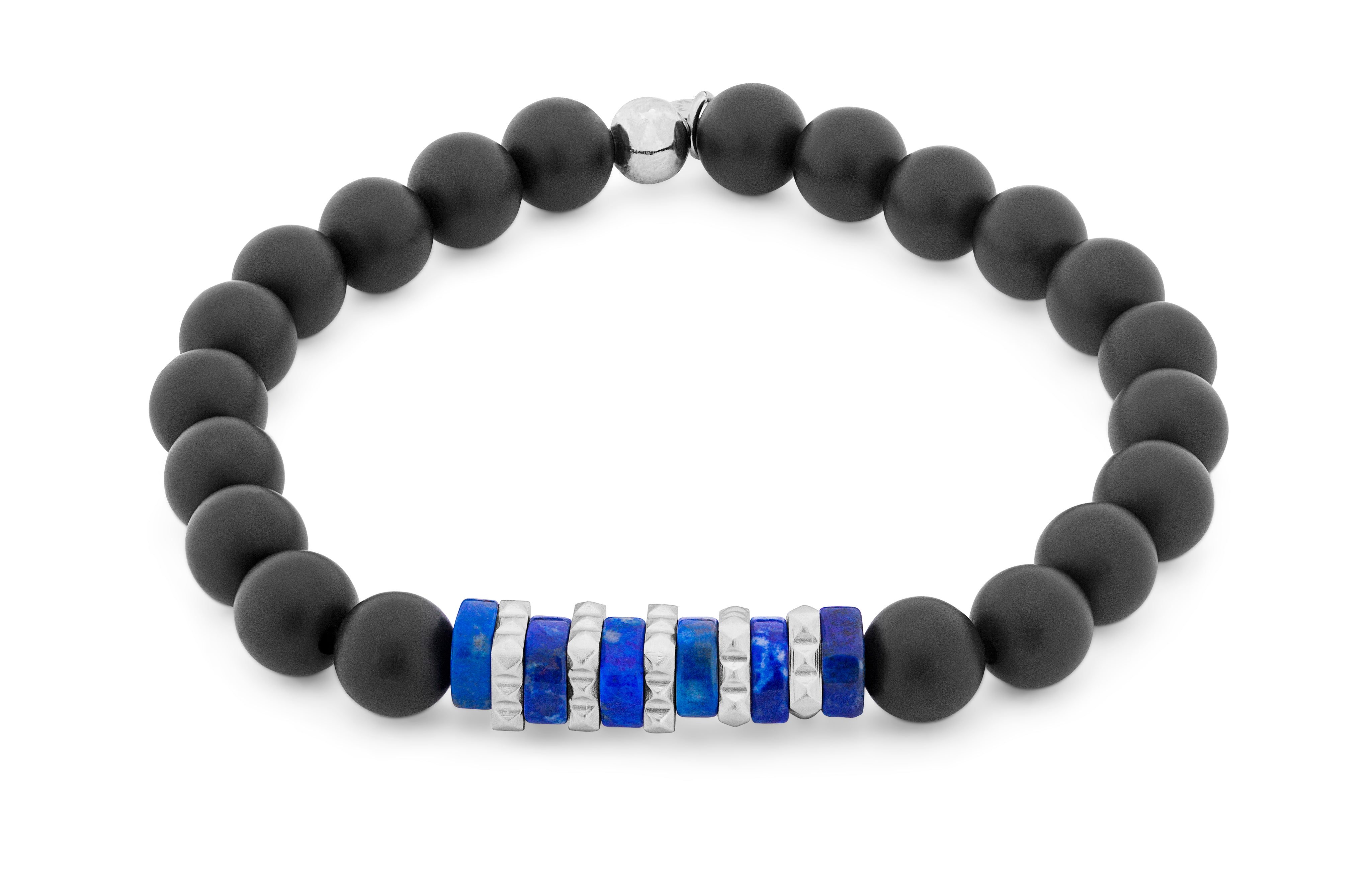 Tateossian Giza Bracelet In Blue Sodalite With Stainless Steel (M Size)