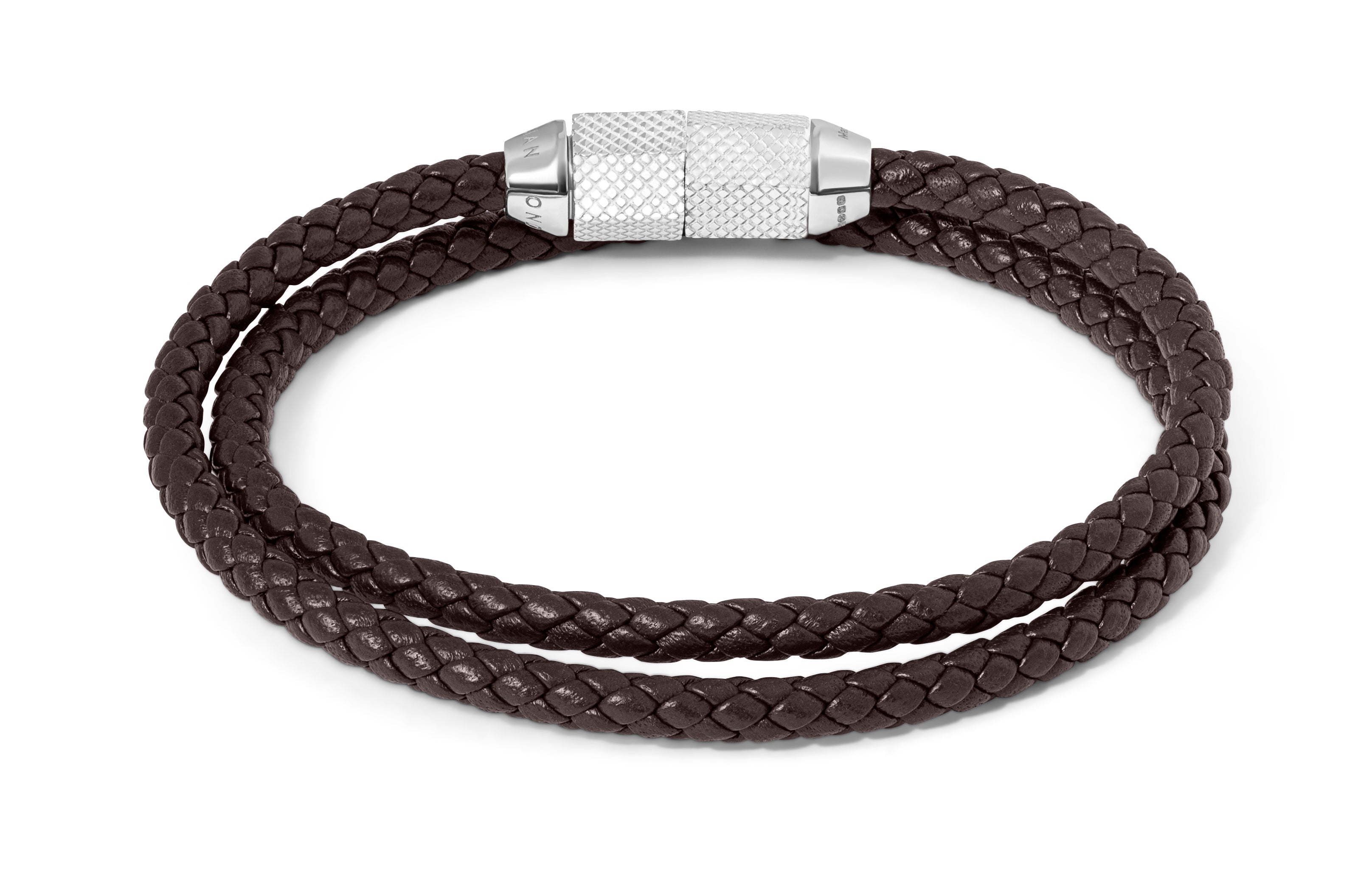 Tateossian Signature Hexade Pop Bracelet In Brown With Rhodium Plated Silver Clasp (M Size)