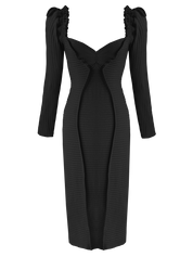 Georgia Hardinge black jersey rib midi dress Blaze long sleeve fitted