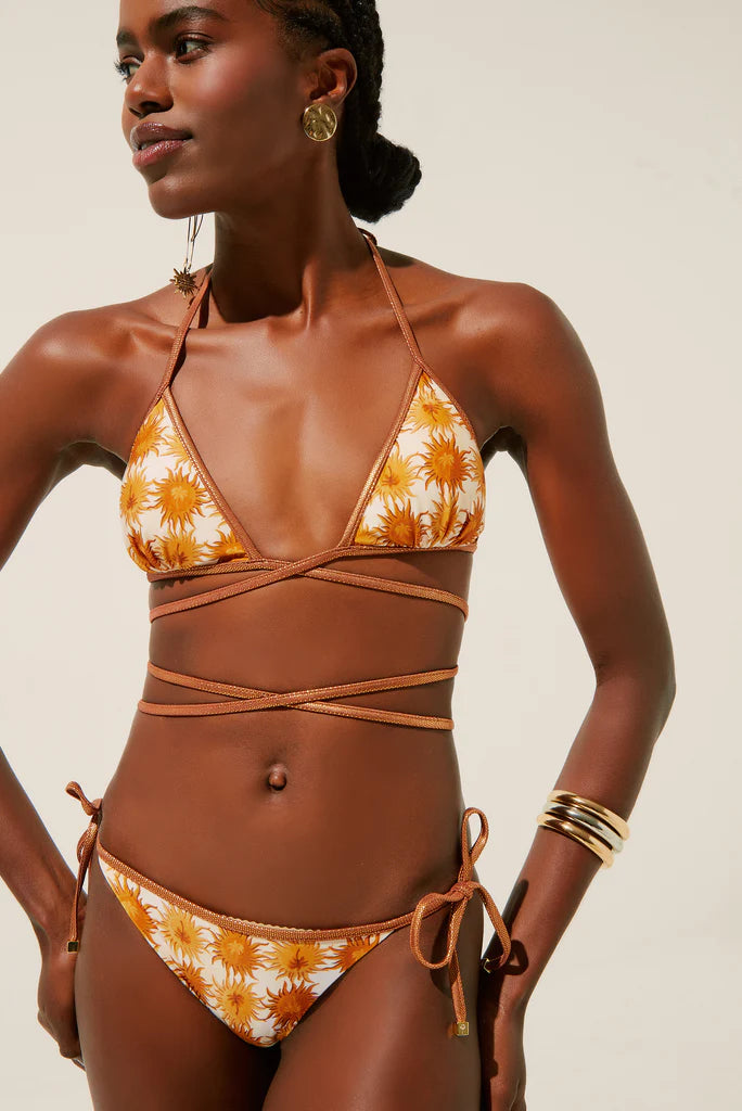 Solar Crisscrossed Strappy Bikini Top With Ties S1499B1348
