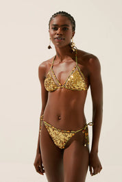 Sequins Leopard Tie Side Bikini Bottom C1325B1346