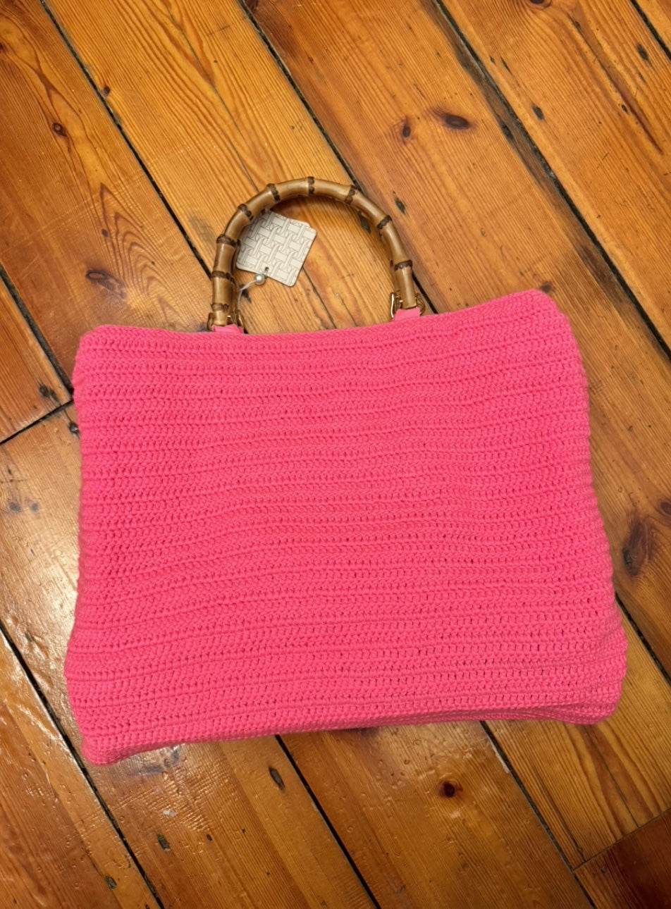 Interdee pink knitted rose beach summer bag