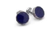 Tateossian Dodecagon Ice Cufflinks in Gunmetal & Navy