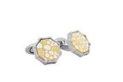 Tateossian Mercury Titanium Cufflinks in Yellow Leather