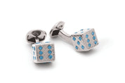 Tateossian Black Gunmetal Plated Swarovski Crystal Montana Dice Cufflinks