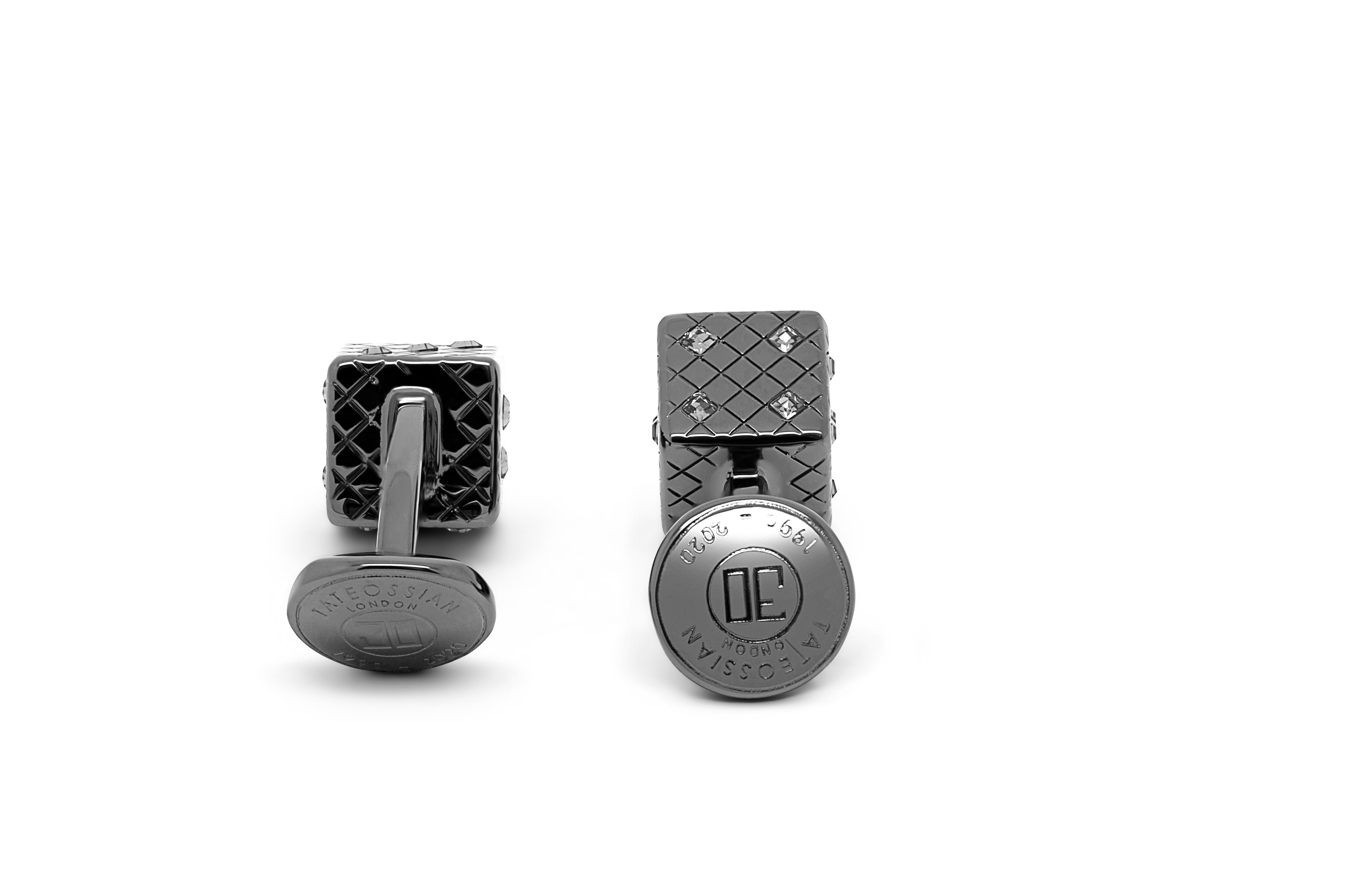 Tateossian Dice Cufflinks with Swarovski Black Diamond Elements