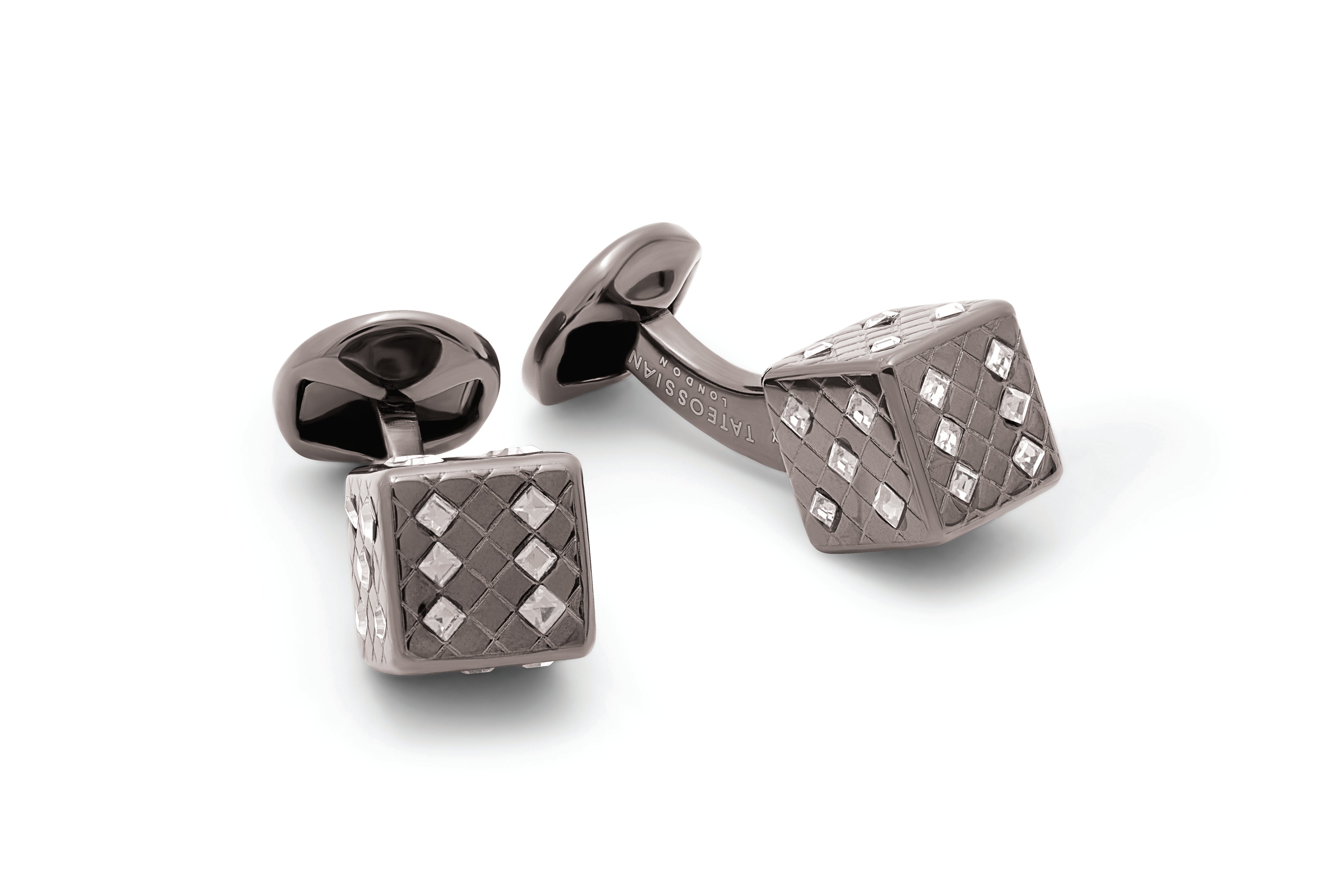 Tateossian Dice Cufflinks with Swarovski Black Diamond Elements