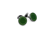 Tateossian Chain Cufflinks in Gunmetal with Green Enamel