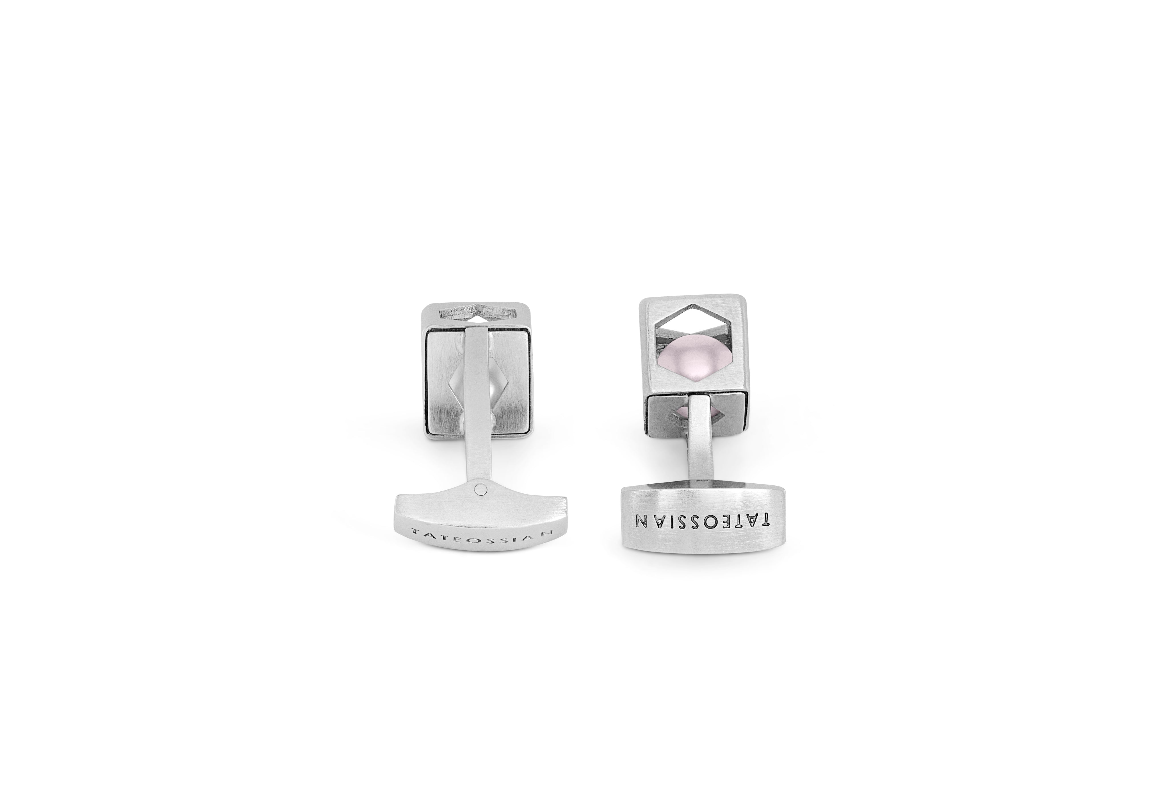 Tateossian Pearl Hex Cube Silver Cufflinks in Rhodium