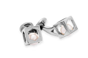 Tateossian Pearl Hex Cube Silver Cufflinks in Rhodium