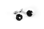 Tateossian Silver Knot Cufflinks with Onyx