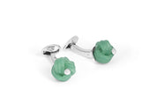 Tateossian Silver Knot Cufflinks with Green Aventurine