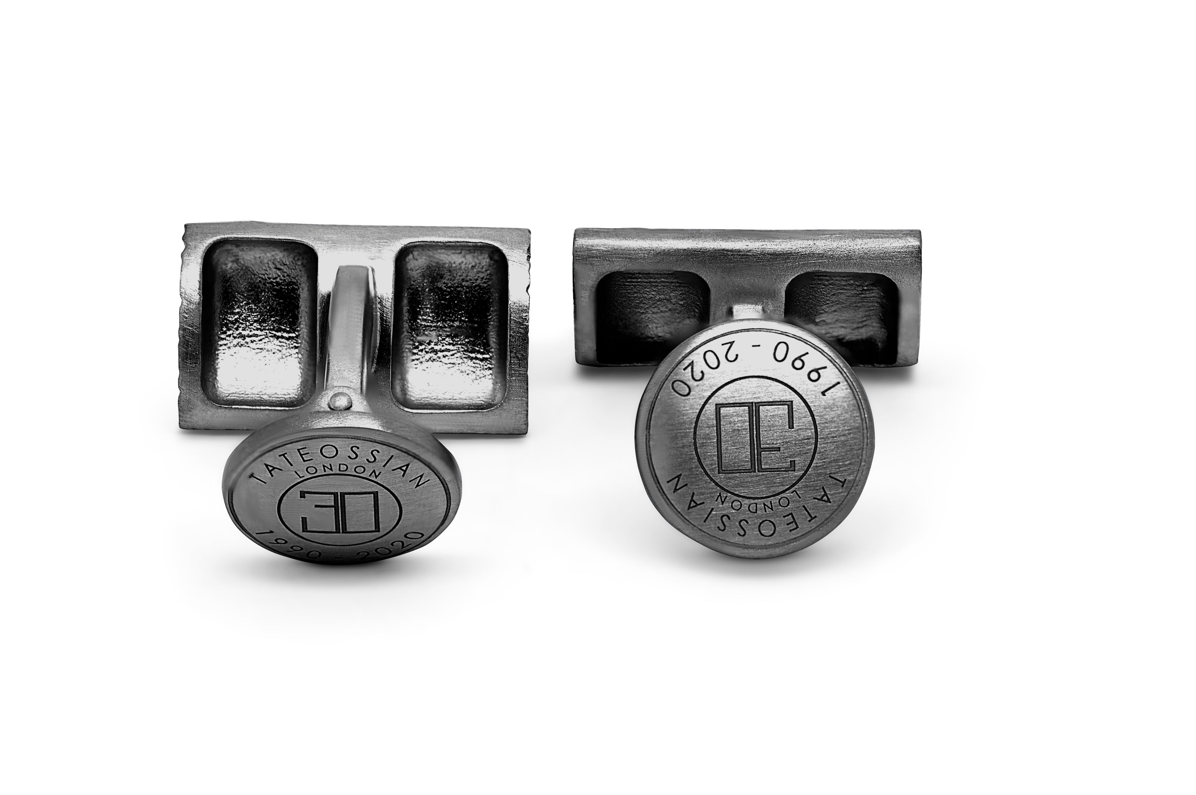 Tateossian Graffiato Silver Cufflinks in Black Rhodium