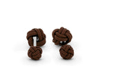 Tateossian Nodo Pelle Cufflinks in Brown Leather