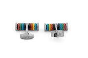 Tateossian Tokyo Rings Cylinder cufflinks with multicolour enamel and palladium finish