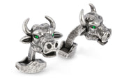 Tateossian Ox Mechanical Cufflinks With Green Swarovski Elements