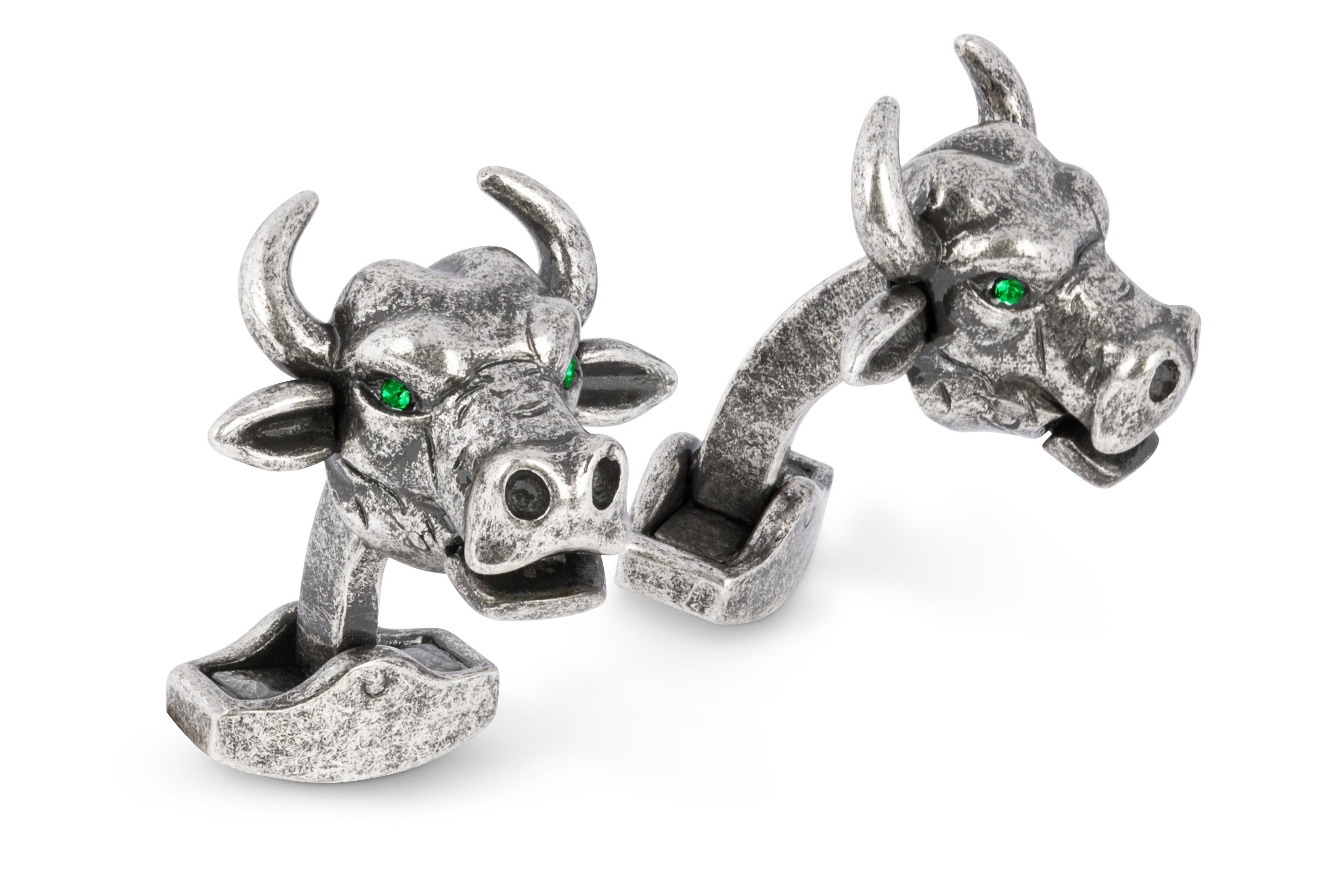 Tateossian Ox Mechanical Cufflinks With Green Swarovski Elements