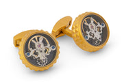 Tateossian Yellow Gold Plated Diamond Giza Tourbillon Cufflinks